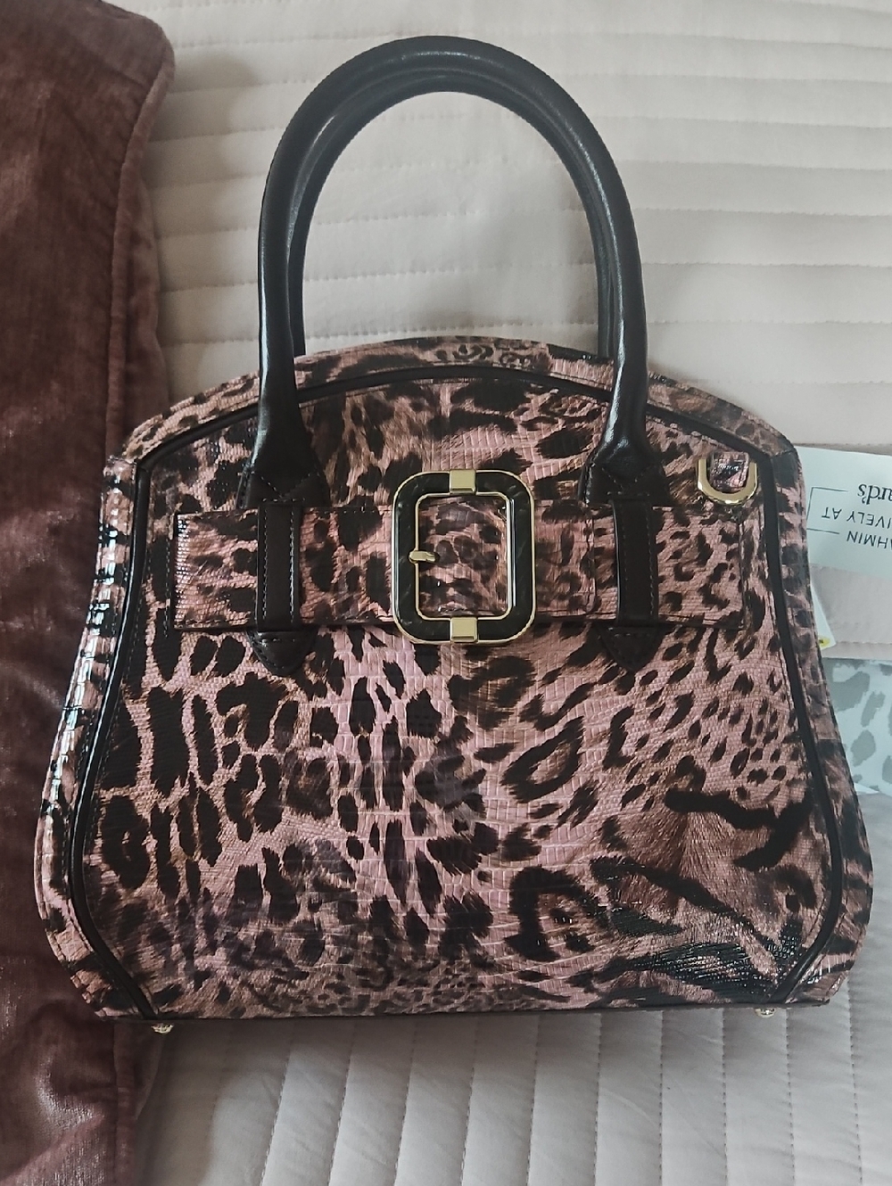 Brahmin Blush Winslet Pink Leopard Print Rosetta nwt